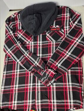 Spirit Halloween Terrifier Art The Clown Plaid Flannel Hoodie Shirt Men's Size M